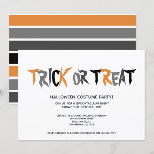 Convites Padrão Listrado de Halloween Trick or Treat