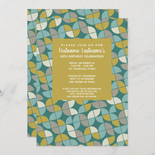 Convites Padrão MCM - Festa de aniversário de ouro verde-la