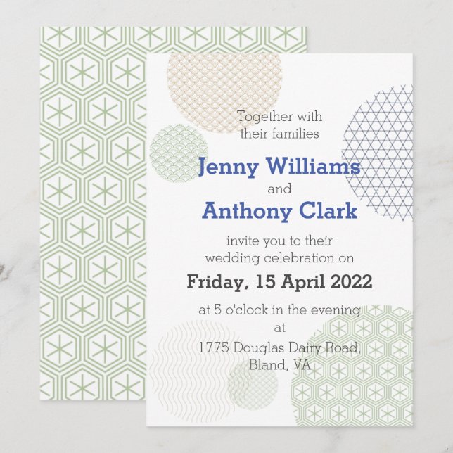 Convites Padrão moderno de papel japonês (Frente/Verso)