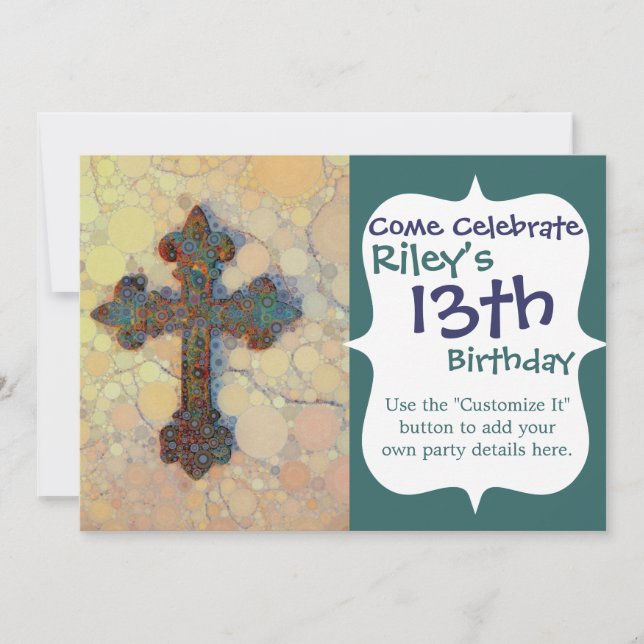 Convites Padrão Mosaico Cristão Cruzado legal (Frente)