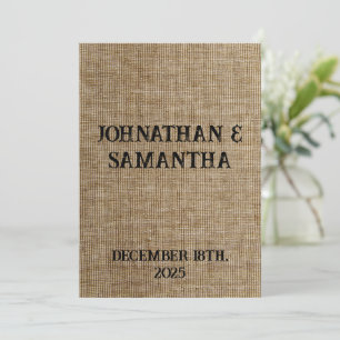 Convites Padrão personalizado de burlap natural do casament
