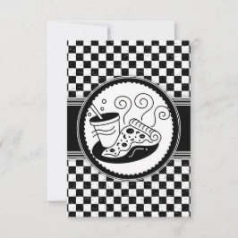 Convites Padrão preto-branco de pizza testado