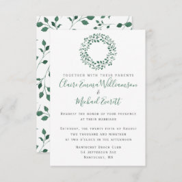 Convites Padrão Rustic Green Watercolor Foliage | Casamento