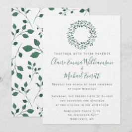 Convites Padrão Rustic Green Watercolor Foliage | Casamento