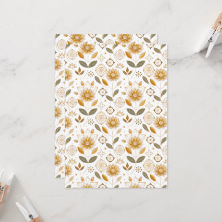 Convites Padrão sem costura Dourado e branco Floral
