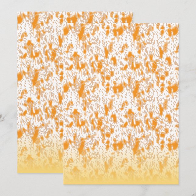 Convites Padrão têxtil com laranja vibrante e dourado (Frente/Verso)