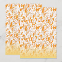 Padrão têxtil com laranja vibrante e dourado