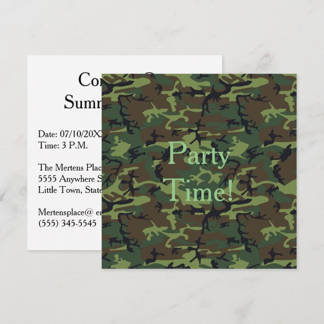 Convites Padrão Verde Militar da Camouflagem de Bolachas de (Frente/Verso)