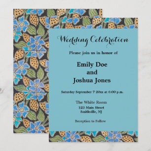 Convites Padrão Vinca das Flores Azuis