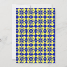 Convites Padrão Xadrez Argyle Azul Amarelo