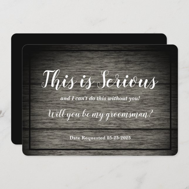 Convites Padrinho Pedido Isto é Sério Madeira Rústica (Frente/Verso)