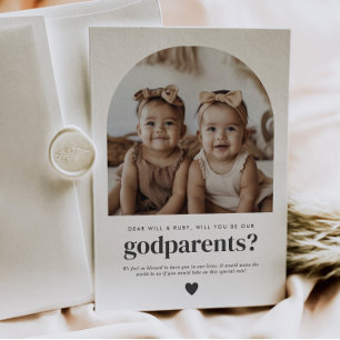Convites Padrinhos Proposta de Foto Arqueada Menina Gêmeas