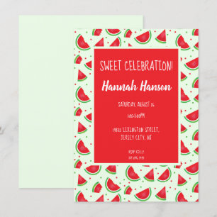 Convites Padrões de Melancia de Celebração Doce Verde Cl