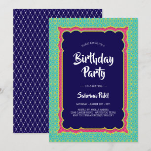 Convites Padrões Índia Festa de aniversário 2