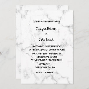 Convites Padrões Marble Casamento Elegante Negro E Branco