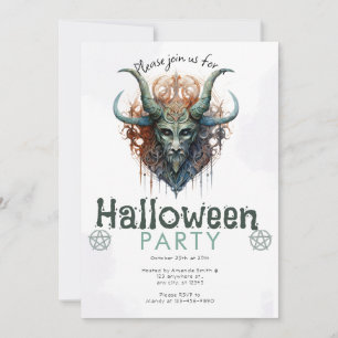Convites Pagan Horned God and Pentagram Halloween Party