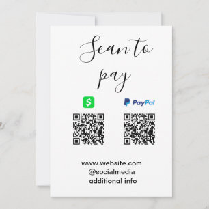 Convites Pagar Paypal Cashapp scanear para pagar QR adicion
