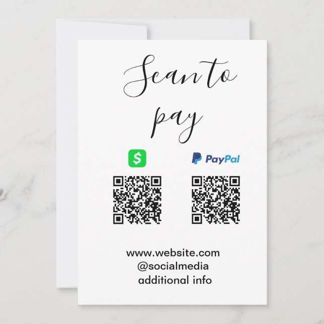 Convites Pagar Paypal Cashapp scanear para pagar QR adicion (Frente)