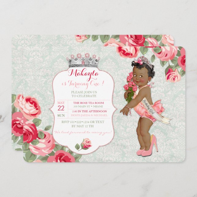 Convites Pageant Princesa Bebê (Frente/Verso)