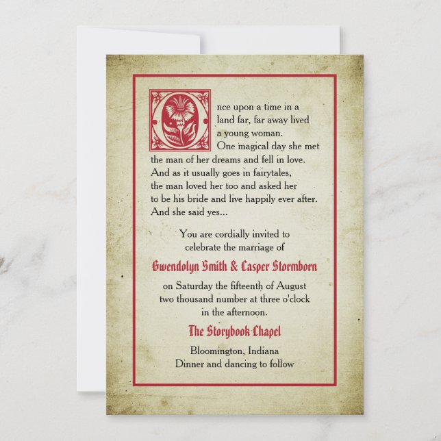 Convites Página do Storybook | Vintage Fairytale Wedding (Frente)
