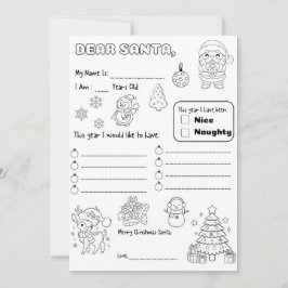 Convites Página para Colorir Carta para o Papai Noel