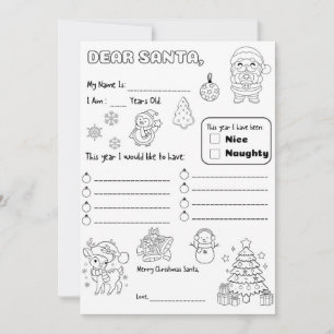 Convites Página para Colorir Carta para o Papai Noel