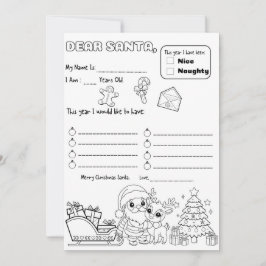 Convites Página para colorir carta para o Papai Noel