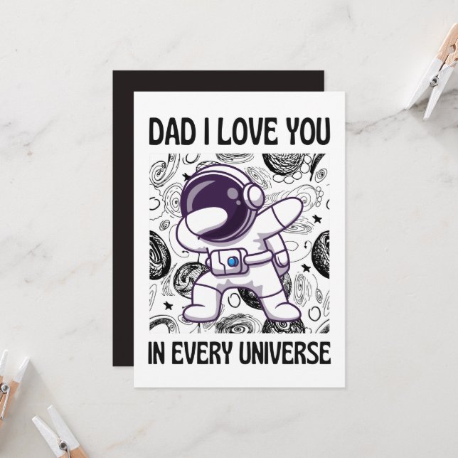Convites Pai eu te amo em cada universo Astronauta Dabbing (Frente/Verso In Situ)