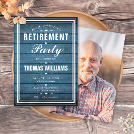 Convites Painéis de Madeira Rústica Azul Foto Festa de Apos