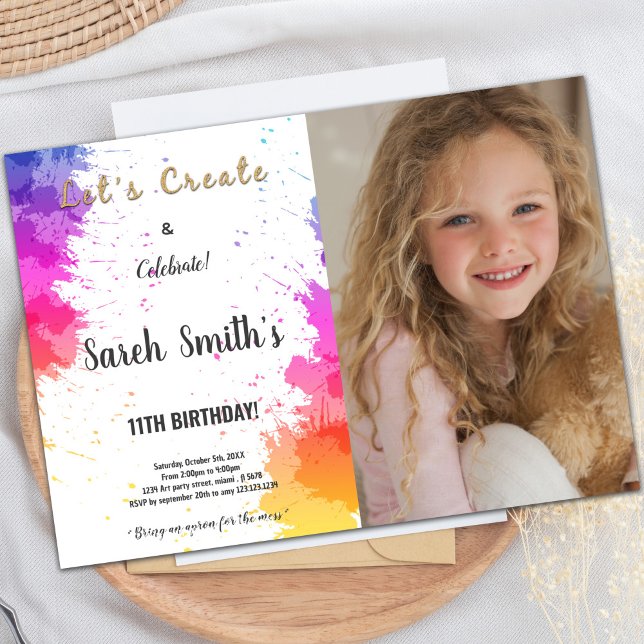 Convites Paint Aniversário com Foto (Paint Birthday Invitations with photo)