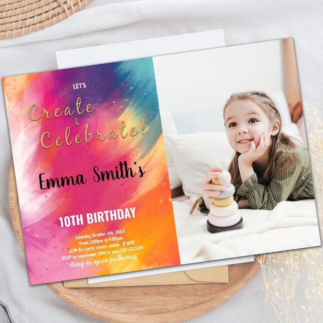 Convites Paint Aniversário com Foto (Paint Birthday Invitations with photo)