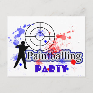 Convites Paint Balling Party Red and Blue Paint Splats