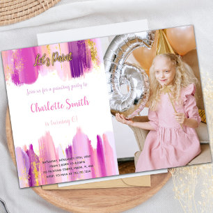 Convites Paint Birthday Invitation Purple com foto
