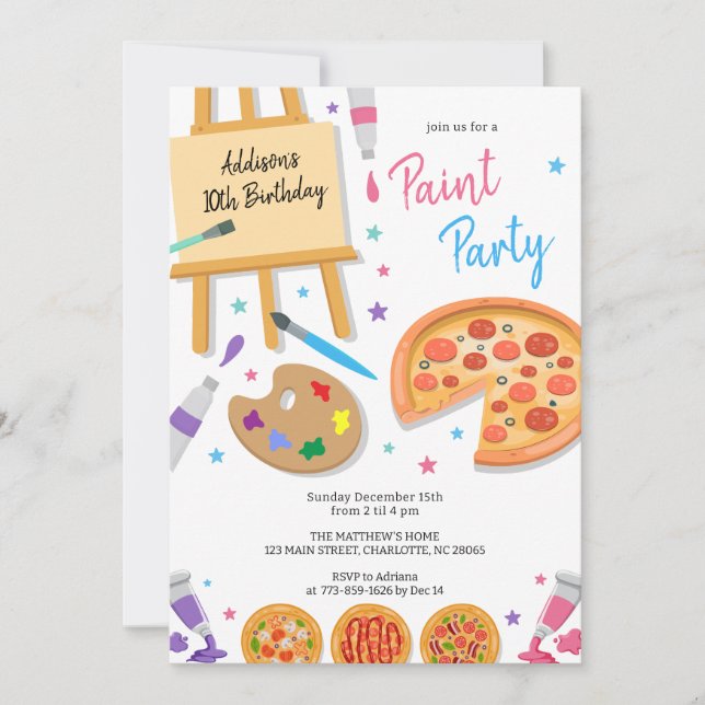 Convites Paint Party Art Birthday Invitation (Frente)