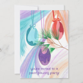 Convites Paint Pouring Party Invitations for Christmas