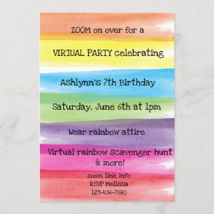 Convites Paint Rainbow Virtual Birday