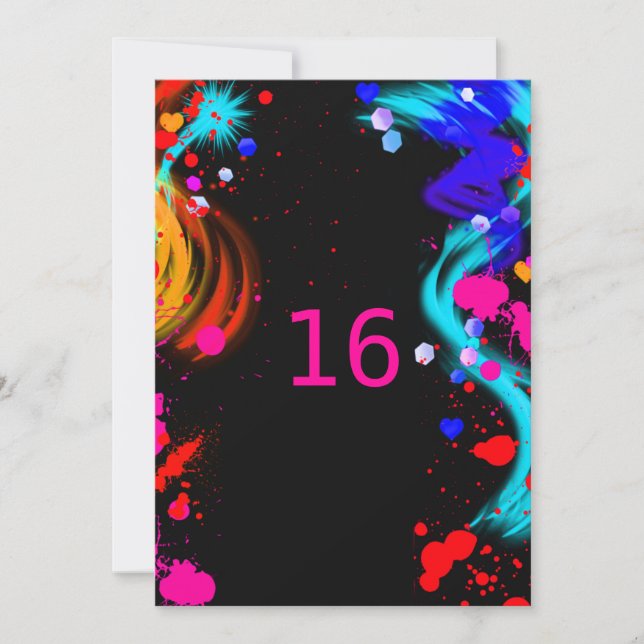 Convites Paint Splatter Sweet Six ou Bat Mitzvah Invite (Frente)