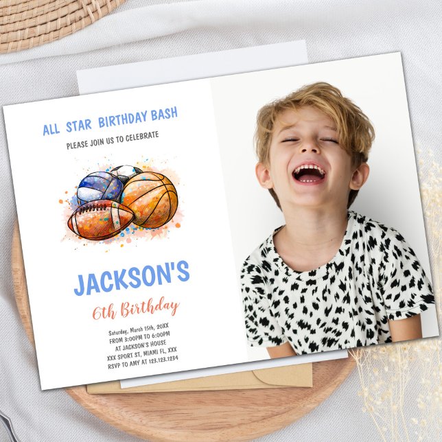 Convites Paint Sports Birthday Invances com foto (Paint Sports Birthday Invitations with photo)