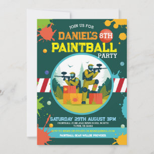 Convites Paintball Birthday Conite Meninos Tenham Festa Ida