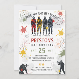 Convites Paintball Birthday Invitation Take Aim & Get Ready