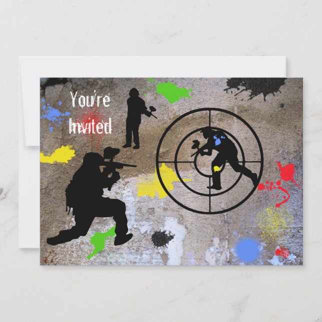 Convites Paintball de Guerrilha Urbana Você é Convidado (Frente)