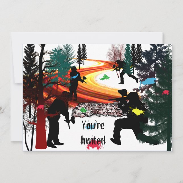 Convites Paintball do inverno nas madeiras (Frente)