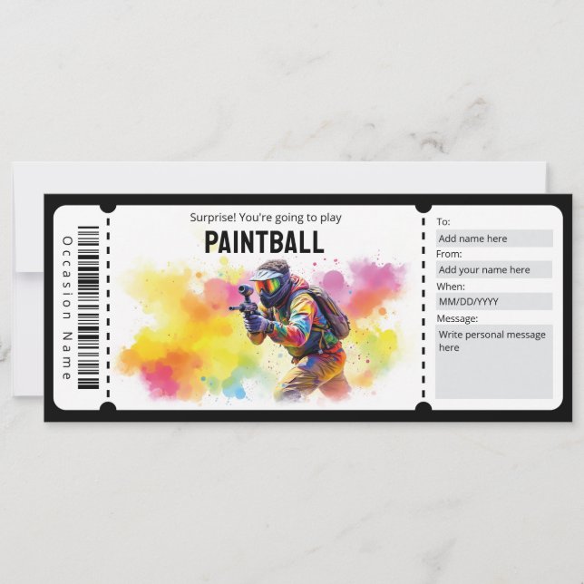Convites Paintball Ticket (Frente)