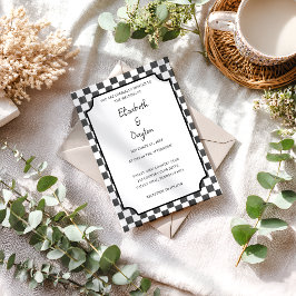 Convites Painted Black Checkerboard Pattern Wedding
