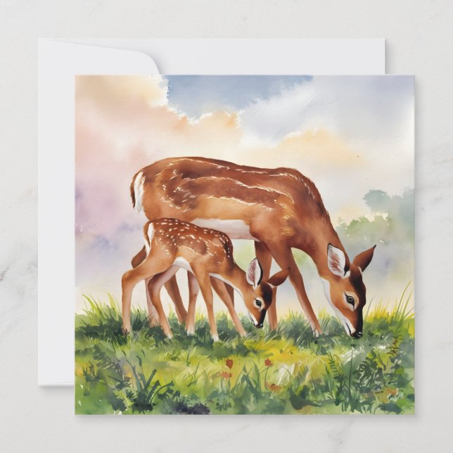 Convites Painted Deer Mom and Baby (Frente)