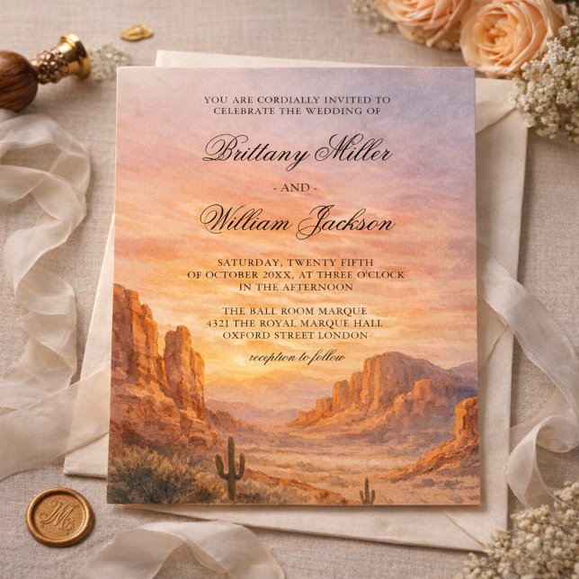 Convites Painted Desert Landscape Wedding Invitation (Criador carregado)