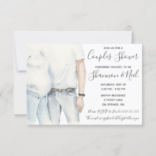 Convites Pais de aquarela a serem Chás de fraldas Casais