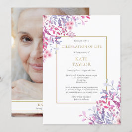 Convites País Floral Foto Funeral Celebração da Vida