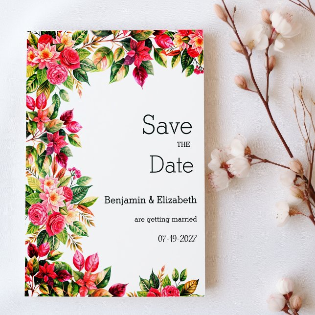 Convites País florido e colorido Salve a Data (Colorful beautiful country floral Save the Date)