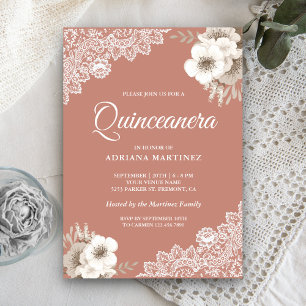 Convites País Russo Pessegueiro Lace Floral Quinceanera